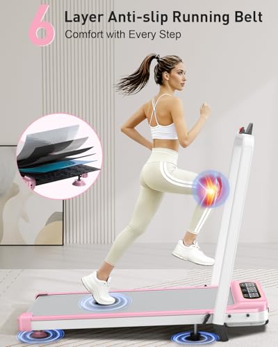 Image of Foldable Treadmill with 10% Incline, Upgrade 3.5HP Low Noise Walking Pad Treadmill with Handle Bar, Trisomy 4 in 1 Portable Under Desk Treadmills for Home /Office, 350Lbs Capacity, APP & Remote Control