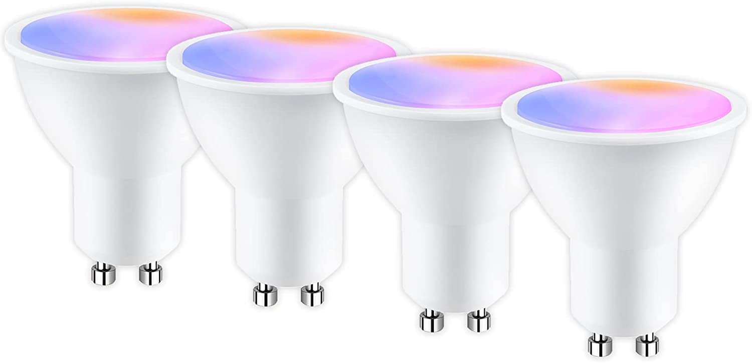 Lampadine LED Alexa Intelligente WiFi GU10 5W, Lampadina Dimmerabile Multicolore, Controllo App Compatibile con Alexa/Google Home, RGB&2700K-6500K Bianco Freddo Caldo, Nessun Hub Richiesto,4PCS