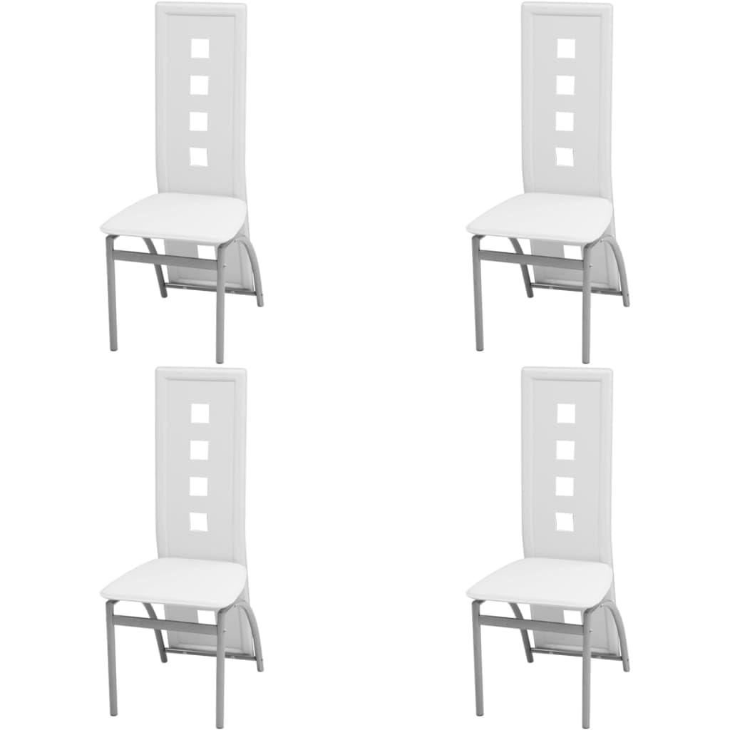 Lot de 4 chaises de salle à manger en cuir synthétique blanc ergonomiques, stables, faciles d'entretien, modernes, confortables, pour cuisine, salle à manger, bureau, restauration