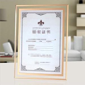Creatieve glazen lijst in goud met certificaat van Ehren, DIN A4