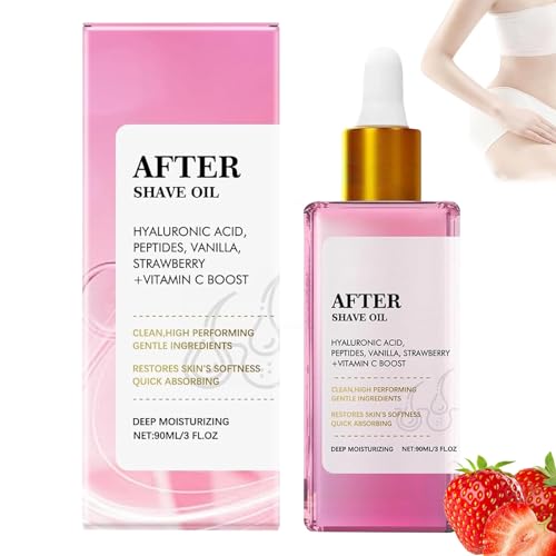 After Shave Oil, soft serve after shave oil-truly fresa y vainilla, aceite aftershave, para Prevenir Pelos Encarnados, Perfecto para Hombres y Mujeres, 90 ML