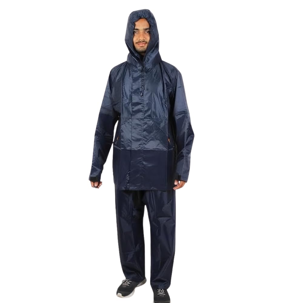 (𝐒𝐩𝐞𝐜𝐢𝐚𝐥 𝟏𝟓 𝐘𝐞𝐚𝐫𝐬 𝐖𝐚𝐫𝐫𝐚𝐧𝐭𝐲 Men's Rider Solid Raincoat Rainsuit with Jacket & Pant, 100% Waterproof PVC Taped Rain Wear for Bike Riding, Travel, Outdoor Work & Monsoon-image-2