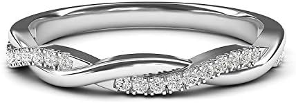 14k White Gold 2.5mm Petite Twisted Vine Simulated Diamond Ring Wedding Band Matching Ring (10)