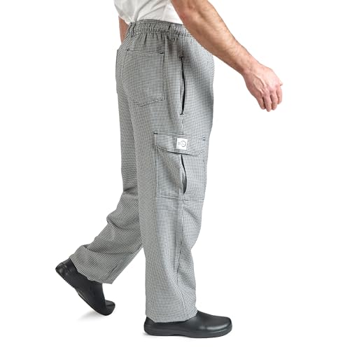 Mercer Culinary M61051HTM Genesis Men's Chef Cargo Pant in Hounds Tooth, Medium, Black/White3