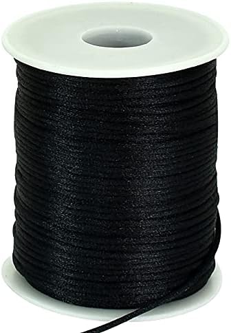 TONIFUL 2mm x 110 Yards Rainbow Mixed Color Nylon Cord Satin String for Bracelet Jewelry Making Rattail Macrame Waxed Trim Cord Necklace Bulk Beading Thread Kumihimo Chinese Knot Craft