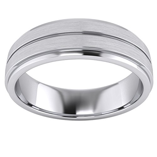 Heavy Solid Sterling Silver 6mm Unisex Wedding Band Comfort Fit Ring Brushed Raised Center Grooved Polished Sides2