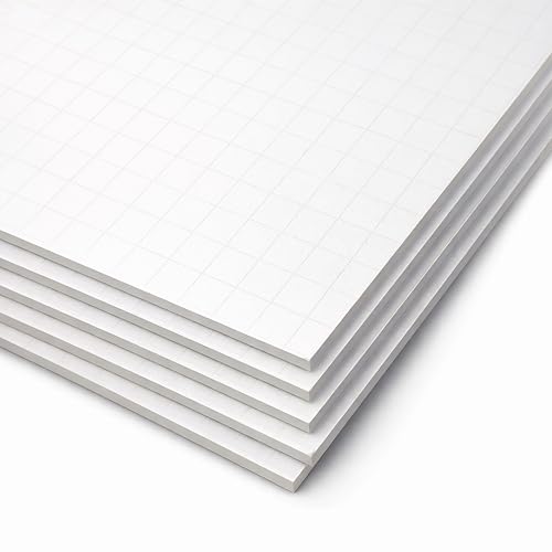 Flipside Products 20" x 28" Fade-Line White Poster Foam Board 3/16'' Thick, 1/2" Subtle Grid Lines for Alignment & Visual Layouts, Arts, and Crafts, Pack of 5