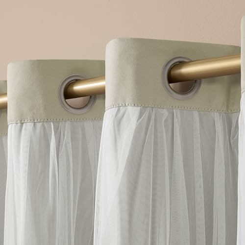 Image of TOWN & COUNTRY LUXE Talia Double Layer Indoor Curtains, Sheer and Room Darkening Blackout, Grommet Top, Energy Efficient, 2-Pack Set, 52 inchx120 inch, Sand