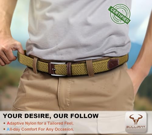 Image of BULLIANT Men's Woven Braided Stretch Web Golf Belt 1 3 /8 inch-Gift Boxed