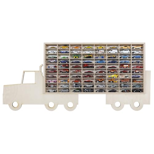 Dekoralove Boîte de Rangement pour 80 Voitures Étagère en bois compatible hot wheels avec les voitures, rangement, ségrégation des jouets
