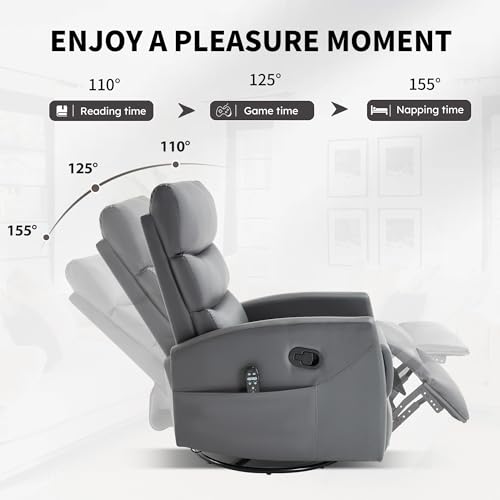 Sillón reclinable tapizado en poliuretano gris miniatura 5