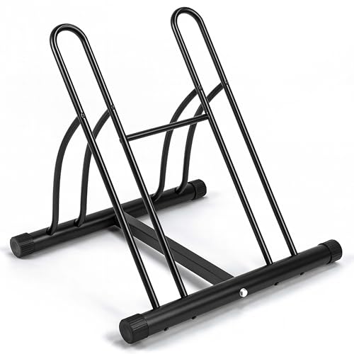 Unibos | Double Heavy Duty Twin Bike Bicycle Floor Parking Stand Holder Storage Rack Reversible Mountain Bikes Kids Indoor Outdoor Home Garage Shed