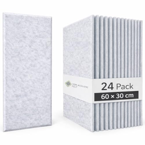 Image of YGM Acoustic Foams Luxury PET Felt Acoustic Self Adhesive Panels, 10 MM Thick, Sound Absorbing Panels for Wall | Room Noise Reducer & Sound Dampening (Marble White, 1x2 Foot - 24 Panels)
