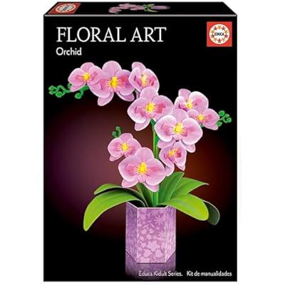 Educa - Orquídea Floral Art | Kit de manualidades para realizar una orquídea en papel sin necesidad de pegamento  ni tijeras | Set perfecto para regalar | Manualidad para decoración | +14 años  20135 