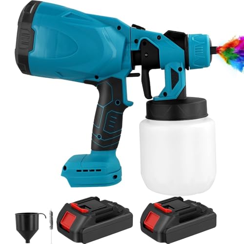 Pulvérisateur électrique sans fil avec 3 modes de pulvérisation, 2 batteries de 48 V et réservoir de 800 ml aérographe pour peinture pistolet pulvérisateur