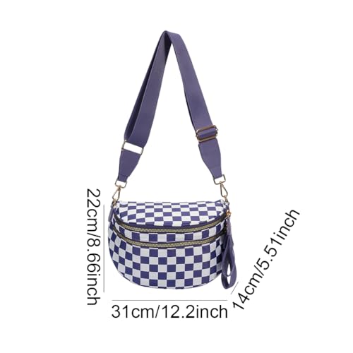 Image of Lushandy Bum Bag Women's Checkered Crossbody Bag Nylon Cross Body Bags Plaid Mom Everyday Purse for Travel