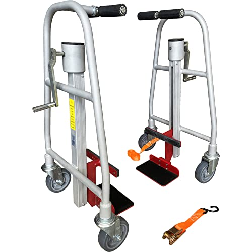 Pake Handling Tools - Manual Furniture Mover (Set of 2), 1100 lbs Capacity, Aluminum, 12\" Lift Height, 197\" Strap Length, Machinery Mover