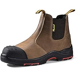 Botas De Seguridad Safety Safetoe Zapatos de Seguridad para Hombres, M-8025NB Botas de Seguridad, con Cuero Impermeable, Puntera de Material Compuesto Sin Metal Ligeros Calzado, Zapatillas para Plantilla mas Comodas EU42