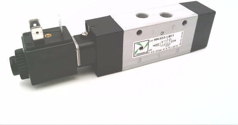 PNEUMAX 488.52.0.1.M11 Series 488, 5/2 Port Connection, G1/8 Connection, Solenoid Valve, 10 BAR MAX Pressure, 24 VDC, Solenoid - Spring