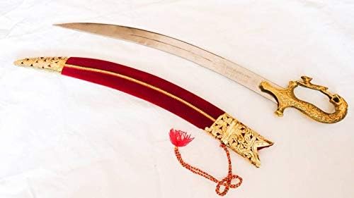 Handcrafted Indian Rajput Wedding Sword with Sheath Lion Face hilt 24 inch