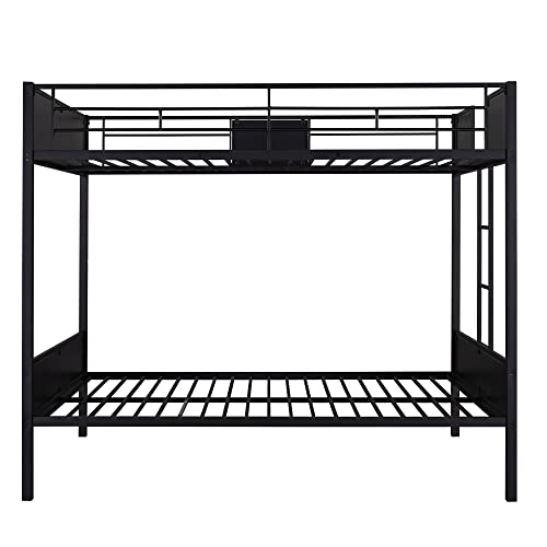 Harper & Bright Designs Metal Bunk Bed Full Over Full, Heavy Duty Full Bunk Bed Frame With Built-In Ladder For Kids Boys Teens Bedroom, Dorm, Easy Assembly With Enhanced Guardrail, Black+Mdf #TOP7