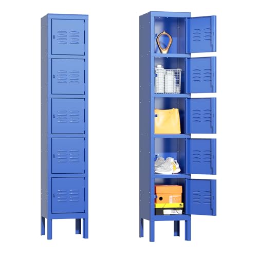 Greenvelly Metal Locker - Five Tier Box, Blue, 5 Door - Ideal for Office, School, Gym, and Corridor Storage
