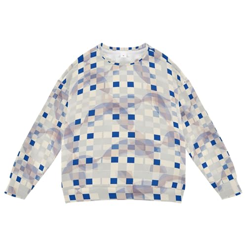 JUNZAN Blue White Checkered Kids Girls Sweatshirt Hoodie Long Sleeve Sweatshirt With Hoodie Athletic 4T