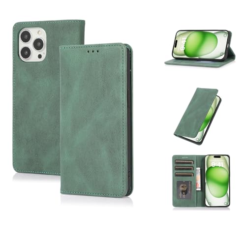 PONRFEKT 対応 Xiaomi Redmi Note 14 Pro+ 5Gケース 手帳型 用 スタンド機能ケース カード収納 落下防止 耐衝撃 肌触り良い 全面保護 防塵-グリーン