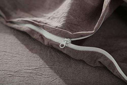 Image of F.Y.Dreams 100% Washed Cotton Duvet Cover for Weighted Blanket 48x72 inches with 16 Ties, Zipper on Long Side /Purple Bean Paste /Just Duvet Cover