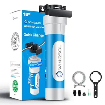Wingsol Jumbo Under Sink Water Filter, NSF/ANSI 53&42, Reduce 99.99% Lead, Chlorine, Sediment, Mineralize & Alkalize Water, 10K Gallon Long-Lasting, Quick Change, Municipal&Well Water, Life Indicator