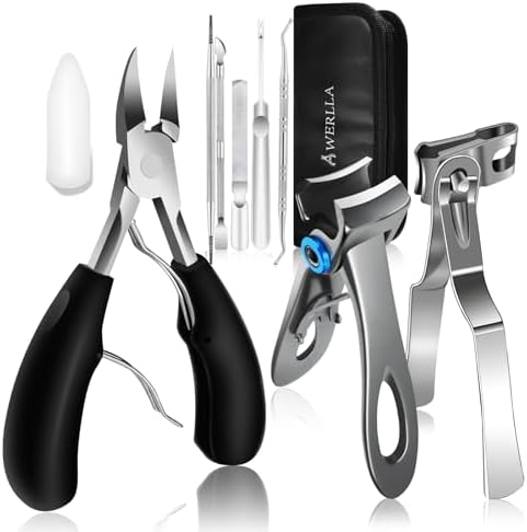 Werlla Toenail Clippers for Seniors Thick Toenails, Heavy Duty Toe Nail Clippers Adult Thick Nails Long Handle, Large Toenail Clippers for Thick Nails 8Pcs