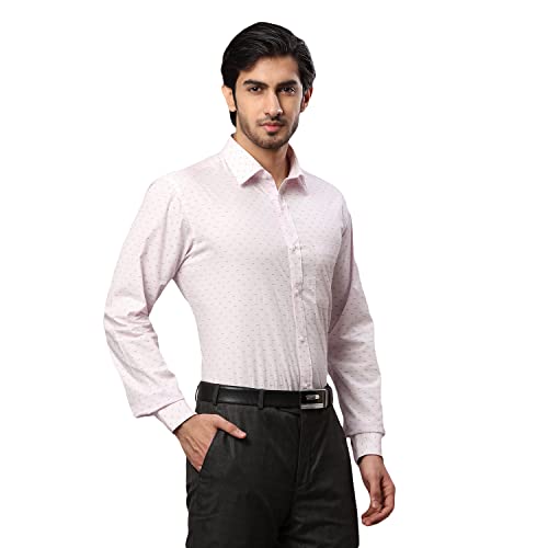 Image of Raymond Men's Pure Cotton Print Pattern Slim Fit Semi Cutaway Collar Full Sleeve Formal Shirt