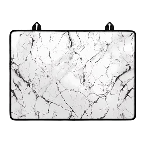 Image of Poceacles Glass Stove Cover Cooktop Protector Foldable Electric Stove Top Protector Non-skid Countertop Protector Washer Dryer Top Cover for Home Decor, White Black Marble