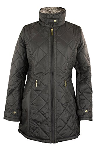 Weatherproof Womens Woven Quilted Full Zip Walker Jacket, Black