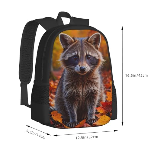 Native Raccoon Fall Nature Leaves Backpack for Women Men Animal Bookbag 17 Inch Multifunctional Large Capacity Durable Travel Daypack2