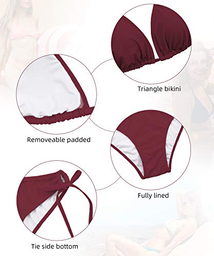 Image of Century Star Women Cute String Triangle Bikini Sets - Swimsuits Two-Piece Tie Side Adjustable Ties Halter Bathing Suit