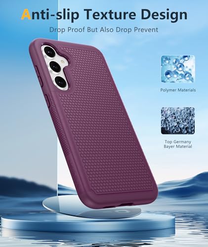 Image of FNTCASE for Samsung Galaxy S23-FE Case: Dual Layer Protective Heavy Duty Cell Phone Cover Rugged Full Body Drop Protection Military Grade Shockproof Phone Case (Burgundy Purple)