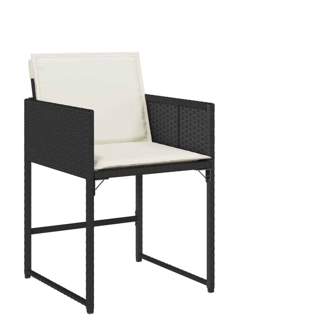 Chaises de jardin pliantes noir en rotin avec coussin lavable | Lot de 4
