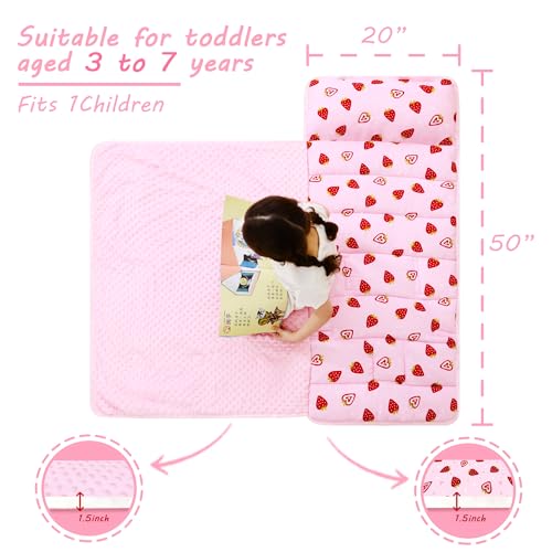 Image of Lasoftan Toddler Nap Mat with Pillow and Blanket, Extra Large Rolled Napping Mats,Slumber Bags for Boys Girls,Kids Sleeping Bag for Daycare, Preschool Travel Camping