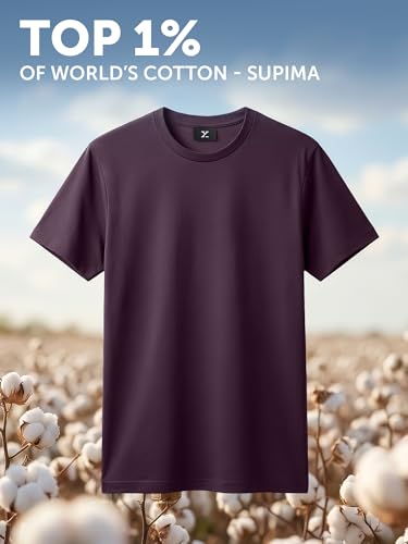 Image of XYXX Men's Iconique Solid Supima Cotton Slim Fit T-Shirt | Super Soft Half Sleeve Tshirts with Superior Colour Retention
