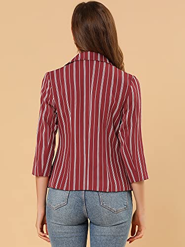 Blazer rayé à manches 3/4 avec revers cranté et coupe ouverte fluide