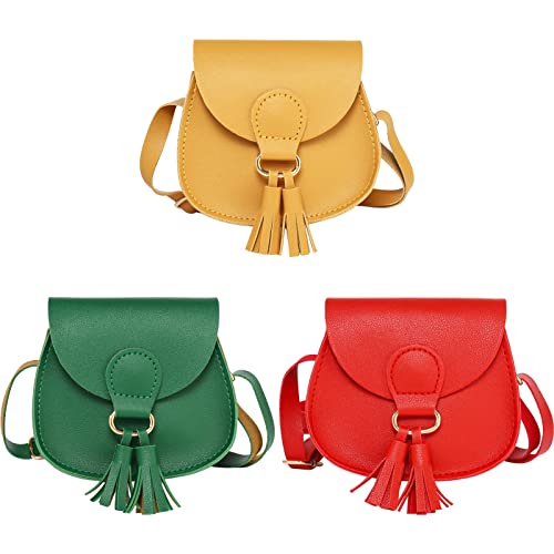 SOTOGO 3 Pieces Little Girls Crossbody Purses Toddler Mini Cute Princess Handbags Shoulder Messenger Bag for Kids, Tassel Style