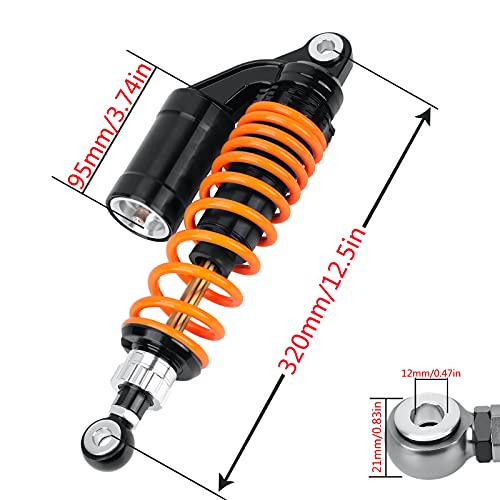 Image of 12.5Inch 320mm Universal Motorcycle Air Shock Absorber Rear Suspension Compatible with Honda CB Yamaha Gokart 2PCS(Orange)