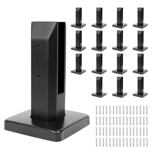 LukLoy 16 Pack NW. 2.1lb T304 Stainless Steel Glass Railing Spigot Heavy-Duty Matte Black Clamp Post Glass Railing System, No-Drill Design for Pool, Deck, Stair, Balustrade, Balcony Black - Level 2