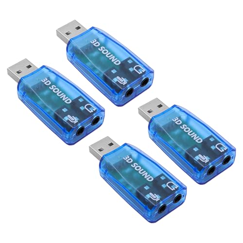 Hsthe Sea Lot de 4 adaptateurs Audio USB externes 5.1 Soundkarte pour connecter des Haut-parleurs ou des écouteurs