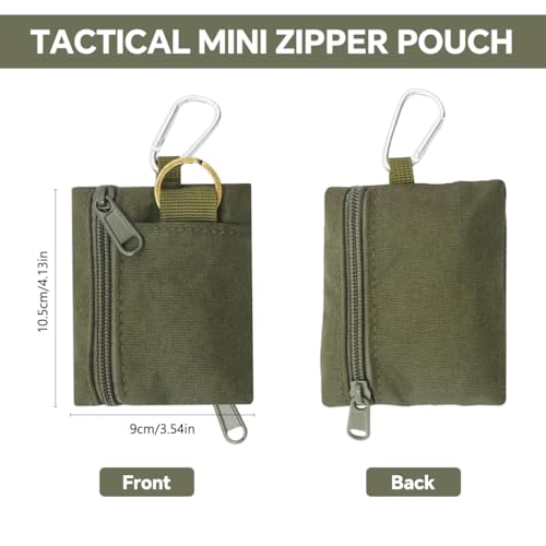 Image of Proberos Tactical Mini Zipper Pouch, 1Pcs, Nylon EDC Coin Purse with Carabiner Clip for Keys, Cards, Cash and Small Tools, 10x9cm