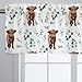 HawSkgFub Baby Toddler Boy Girl Highland Cow Eucalyptus Leaf Nursery Curtain Valance 54x18, Western Farm Animals Short Window Topper Rod Pocket, Neutral Yak Home Living Room Kid Bedroom Playroom Decor