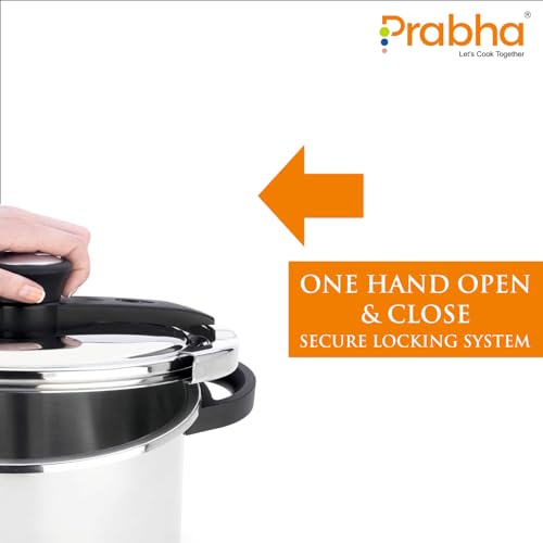 Image of Prabha Cook-on Outer Lid Stainless Steel Pressure Cooker |Deep Lid controls spillage| Pressure Indicator | Anti-bulge Base | Cool Touch Weight | Gas & Induction Base compatible | 5 years warranty (3L)