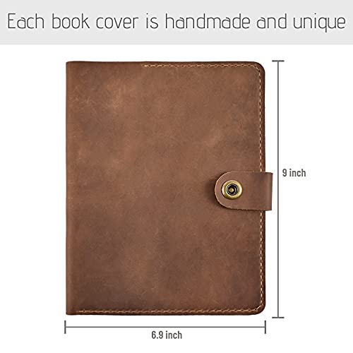 Wowlomo Leather Notebook Cover For Steno Notebook - 9" X 6" Inch Handmade Leather Folio Cover Compatible With Rocketbook Flip, Refillable Vintage Journal Cover Personal Organizer A5 For Men|Women|Gift #TOP2