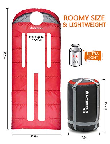 Saco de dormir NORSENS para acampamento – Saco de dormir leve e compacto para adultos, crianças – 3